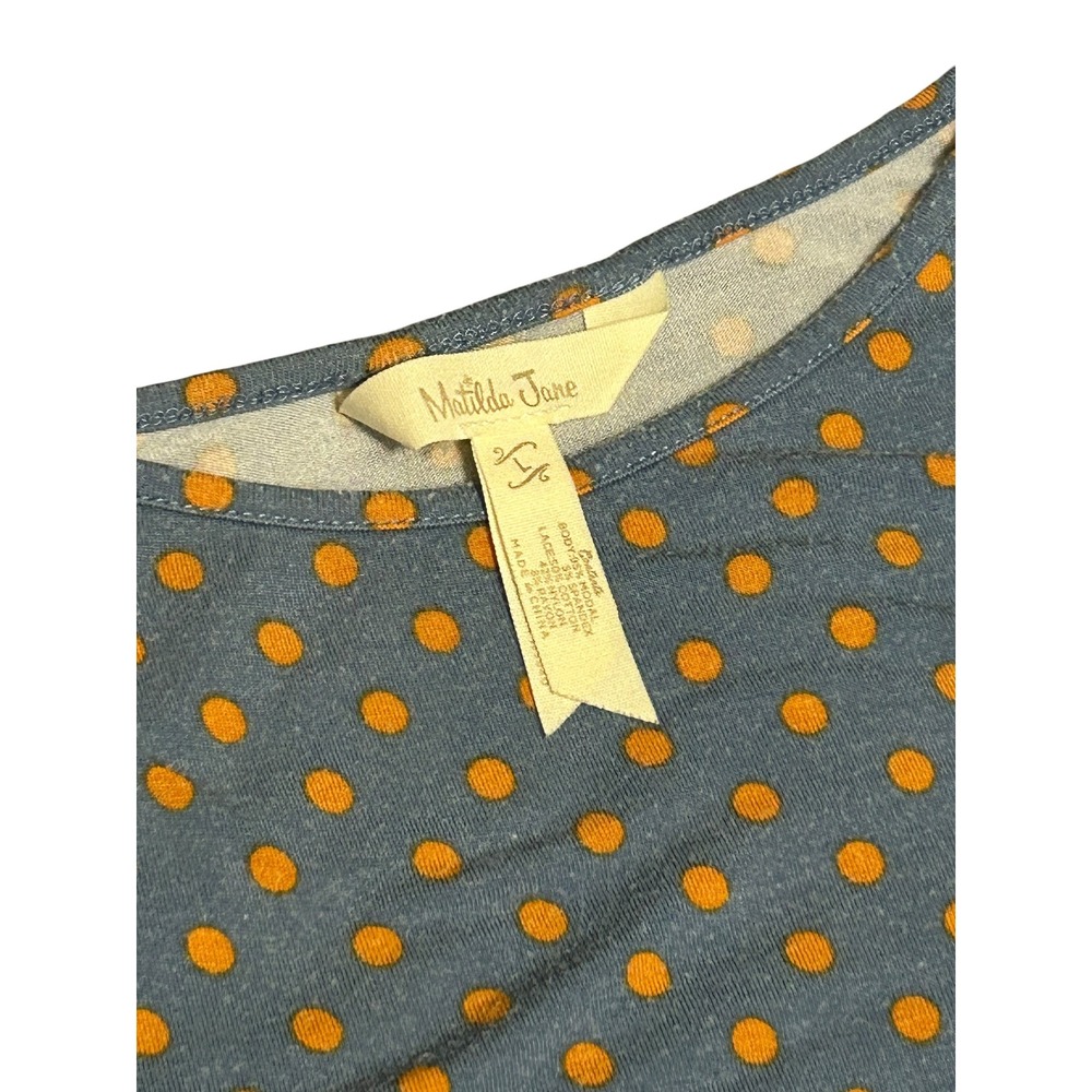 Matilda Jane Polka Dot Lace Ruffle Hem Camisole Top Blue Orange Women L 24522T